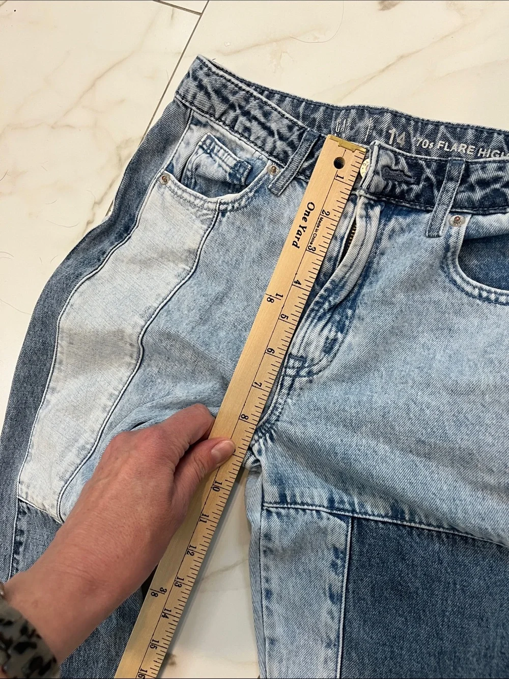 Gap Two-Tone Patchwork Flared Jeans - Blue
